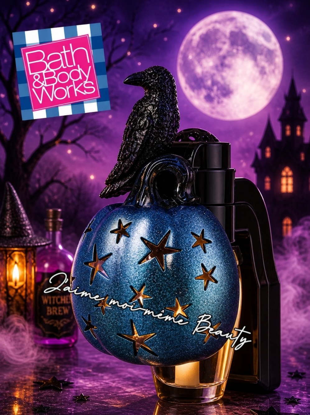 Bath & Body Works Raven Pumpkin Light Up Halloween Wallflower Holder